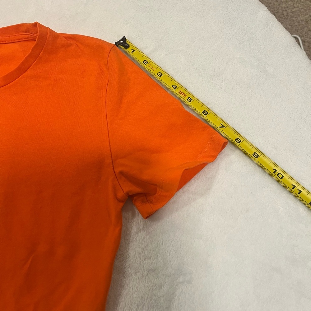 Zara Bright Orange Cotton Blend Cropped Tee - Size M - Picture 5 of 8